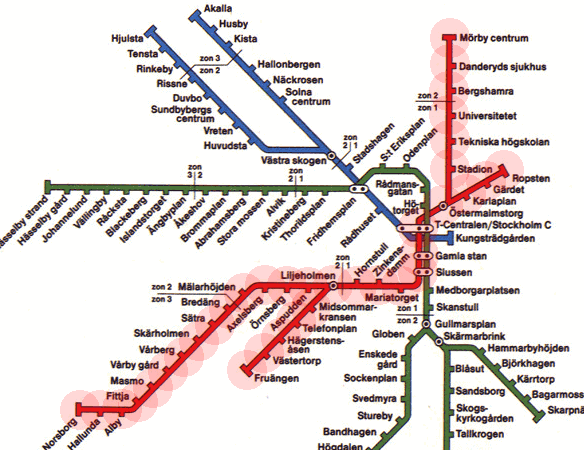Stockholm metro Red line map