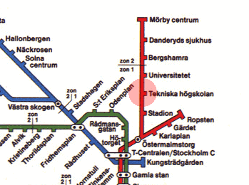 Tekniska hogskolan station map
