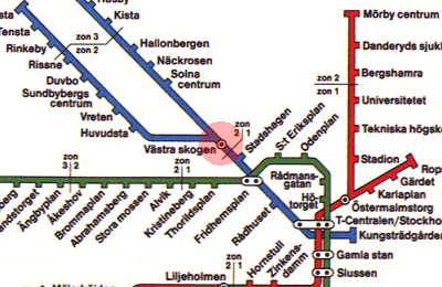 Vastra skogen station map