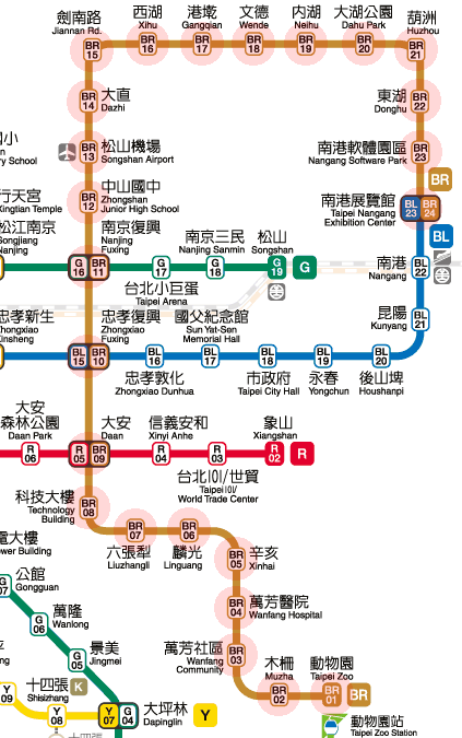 Taipei MRT Brown Line map