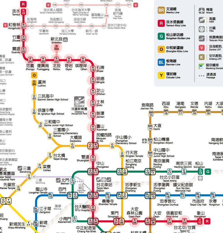 Taipei MRT Red Line map