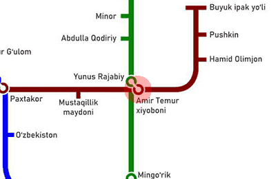 Amir Temur Xiyoboni station map