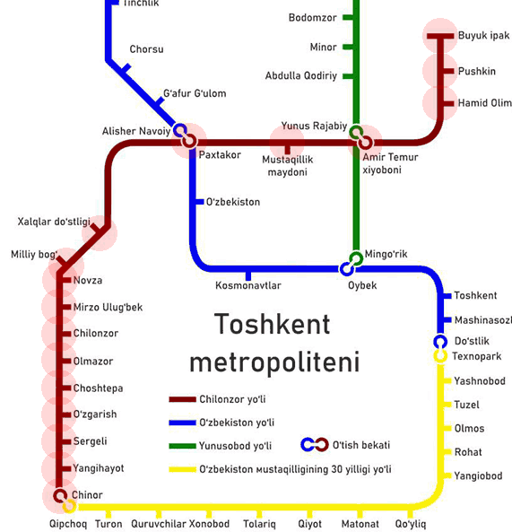 Tashkent Metro Chilonzor Line map