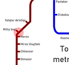 Milliy Bog station map