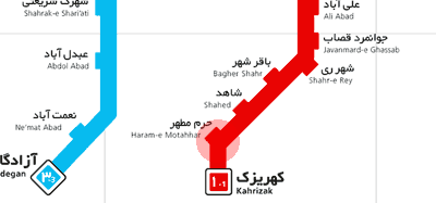 Haram-e-Motahar station map