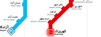 Kahrizak station map