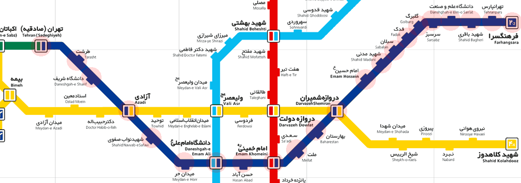 Tehran Metro Line 2 map