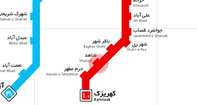 Shahed station map