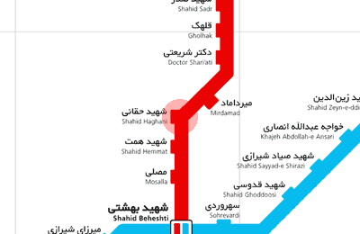 Shahid Haghani station map