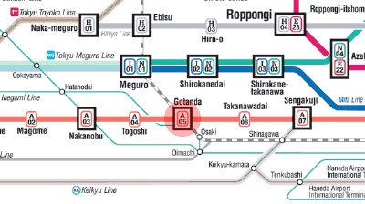 A-05 Gotanda station map