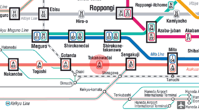 A-06 Takanawadai station map
