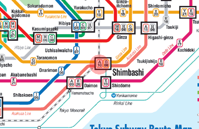 A-10 Shimbashi station map