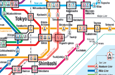 A-11 Higashi-Ginza station map