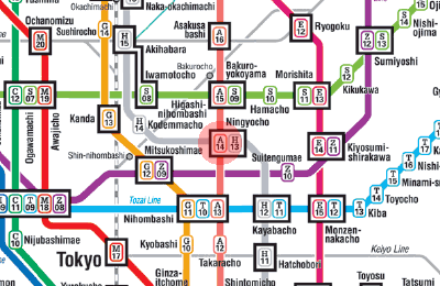 A-14 Ningyocho station map