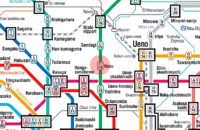 C-14 Nezu station map