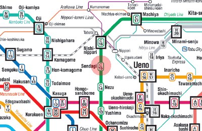 C-15 Sendagi station map