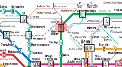C-16 Nishi-Nippori station map