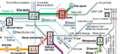 C-19 Ayase station map