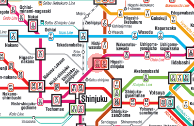 E-02 Higashi-Shinjuku station map