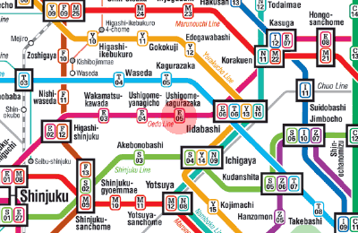 E-05 Ushigome-Kagurazaka station map
