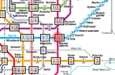 E-15 Monzen-Nakacho station map