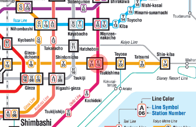 E-16 Tsukishima station map