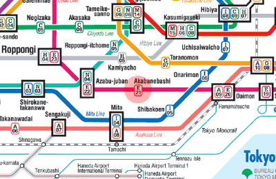 E-21 Akabanebashi station map