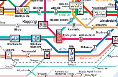 E-22 Azabu-Juban station map
