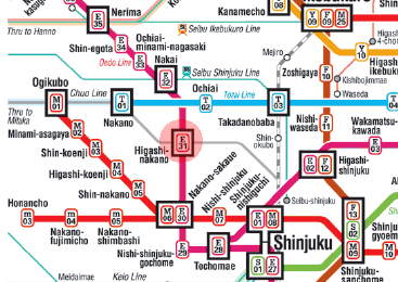 E-31 Higashi-Nakano station map