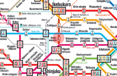 F-11 Nishi-Waseda station map