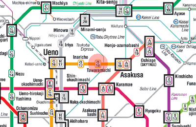 G-18 Tawaramachi station map