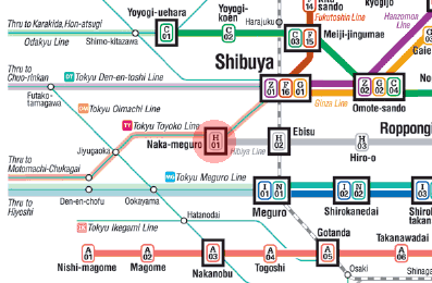 H-01 Naka-Meguro station map