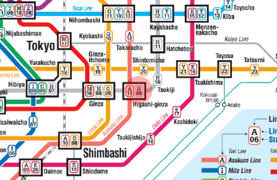 H-09 Higashi-ginza station map