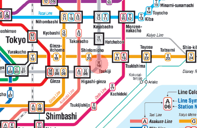 H-10 Tsukiji station map