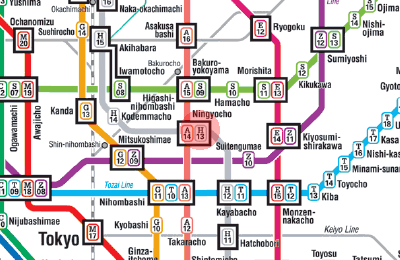 H-13 Ningyocho station map