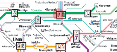 H-21 Kita-Senju station map