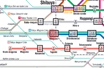 I-01 Meguro station map