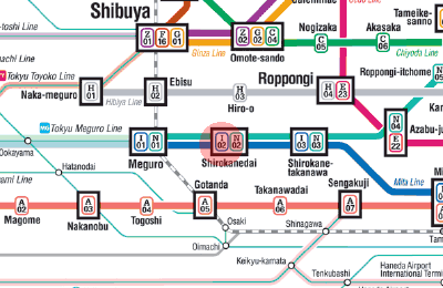 I-02 Shirokanedai station map