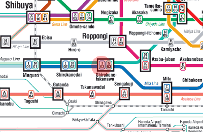 I-03 Shirokane-Takanawa station map