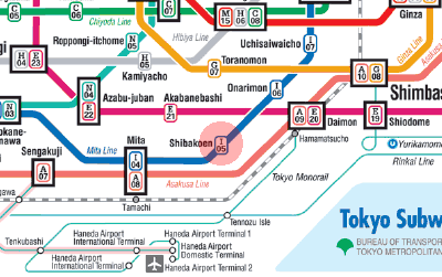 I-05 Shibakoen station map
