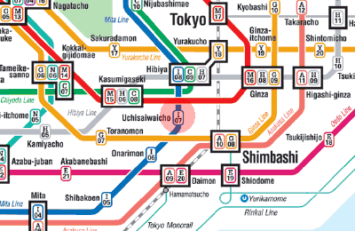 I-07 Uchisaiwaicho station map