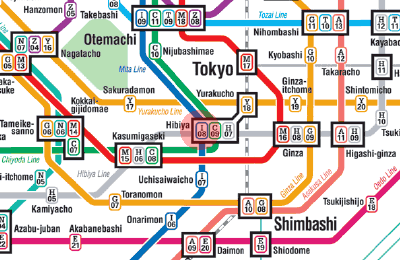 I-08 Hibiya station map