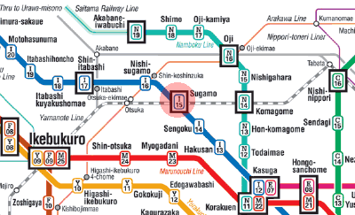 I-15 Sugamo station map