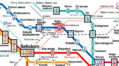 I-16 Nishi-Sugamo station map