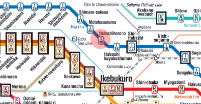 I-19 Itabashi-Honcho station map