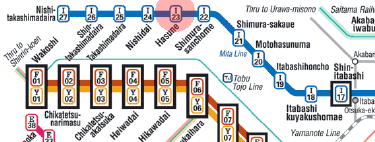 I-23 Hasune station map