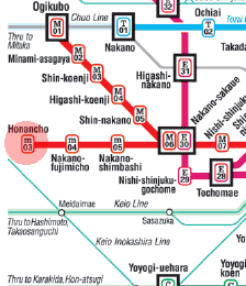 m-03 Honancho station map