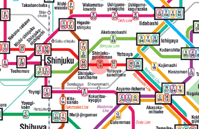M-10 Shinjuku-Gyoemmae station map
