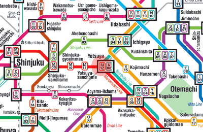 M-12 Yotsuya station map