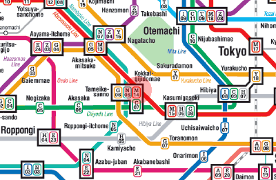 M-14 Kokkai-Gijido-mae station map